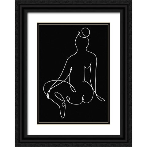 lineart_nude black pica_002_Black Black Ornate Wood Framed Art Print with Double Matting by 1x Studio II