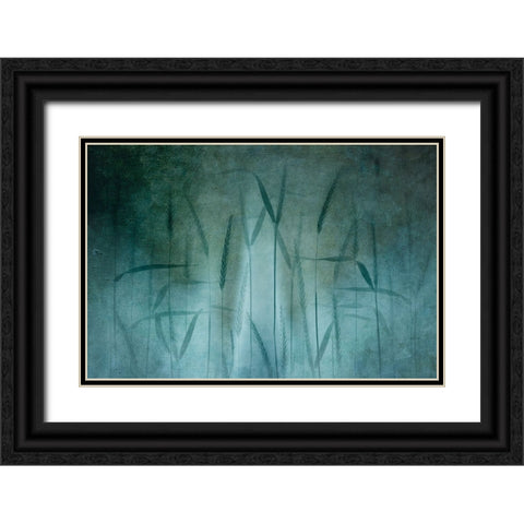 Grain In Soft Blue Black Ornate Wood Framed Art Print with Double Matting by van Son, Greetje