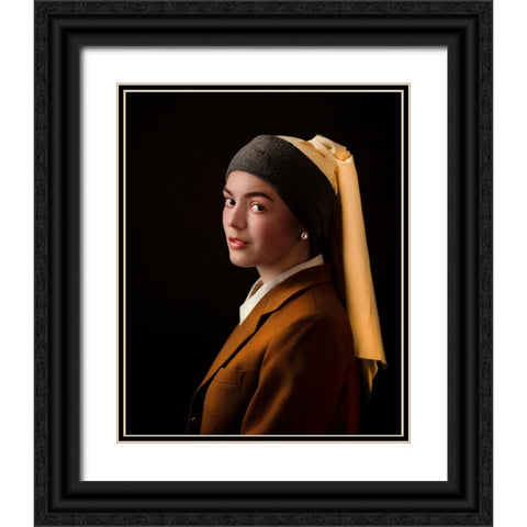 meisje met de parel Black Ornate Wood Framed Art Print with Double Matting by Allmaier, Michael
