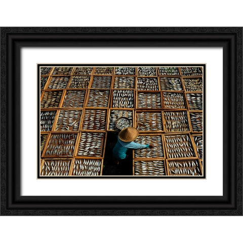Salted Dried Fish Black Ornate Wood Framed Art Print with Double Matting by Pratikto, Lita