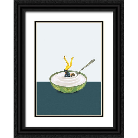 Yoga in my yogurt Black Ornate Wood Framed Art Print with Double Matting by Leon, Maarten