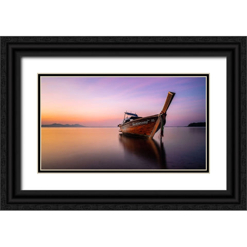 Low tide Black Ornate Wood Framed Art Print with Double Matting by Saulius