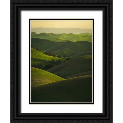 Rolling Hills Black Ornate Wood Framed Art Print with Double Matting by Chengming