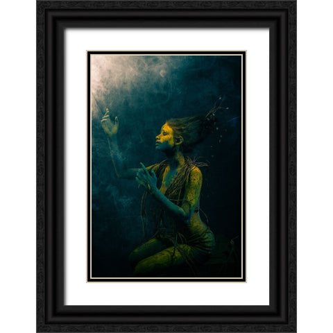 Lost Mermaid Black Ornate Wood Framed Art Print with Double Matting by Paul, Dipankar