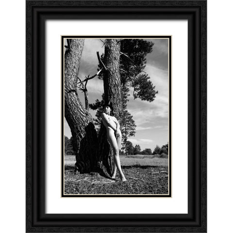 With Hat Black Ornate Wood Framed Art Print with Double Matting by Blasko, Jan