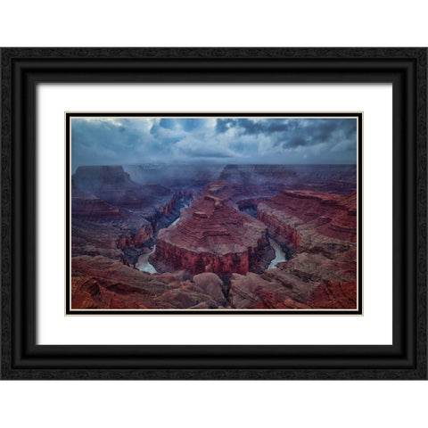 Amidst A Snowstorm Black Ornate Wood Framed Art Print with Double Matting by Zheng, Michael