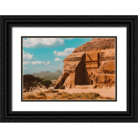 Alula-Saudi Arabia Black Ornate Wood Framed Art Print with Double Matting by Khaled