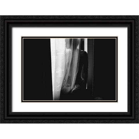 Afternoon Girl Black Ornate Wood Framed Art Print with Double Matting by Ishikura, Takaaki