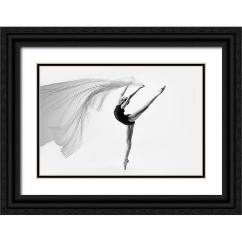 Flying Cloth Ballerina Black Ornate Wood Framed Art Print with Double Matting by Suhardjo, Lisdiyanto