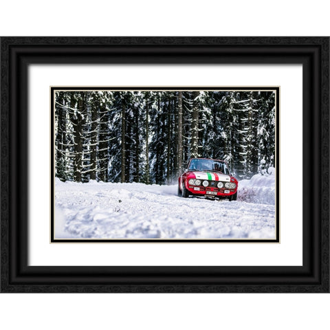 Lancia Fulvia Black Ornate Wood Framed Art Print with Double Matting by Szabo, Attila
