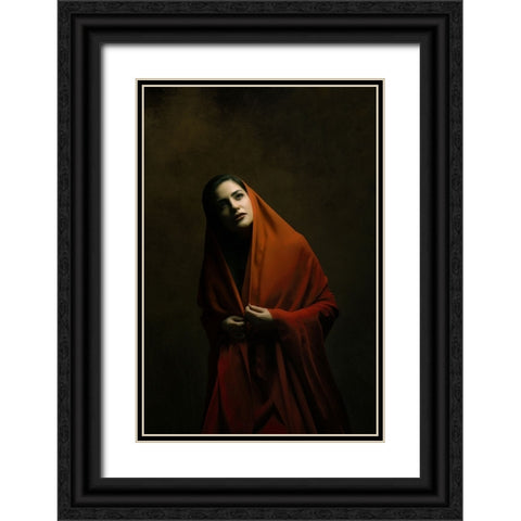 Persian Girl Black Ornate Wood Framed Art Print with Double Matting by Hasheminasab, Moein