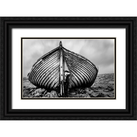 qPeekabooq Black Ornate Wood Framed Art Print with Double Matting by Jin, Jie