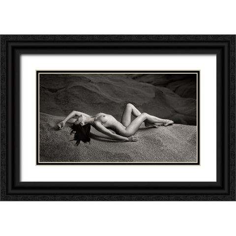 Nude On The Rock Black Ornate Wood Framed Art Print with Double Matting by Gil Raga, Joan