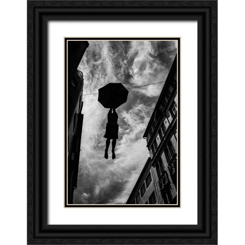 Hanging in there Black Ornate Wood Framed Art Print with Double Matting by Roos, Wille
