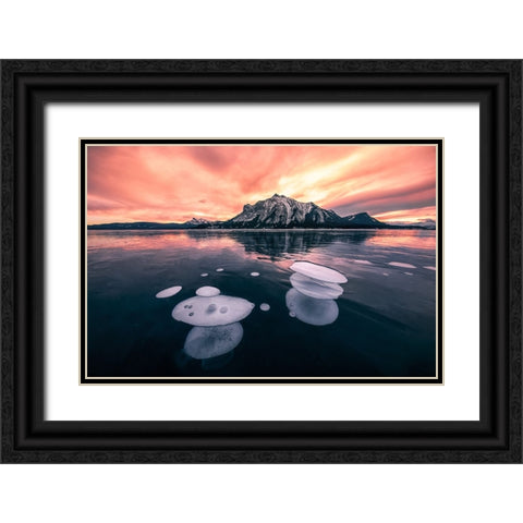 bubble lake Black Ornate Wood Framed Art Print with Double Matting by Sun, Yimei
