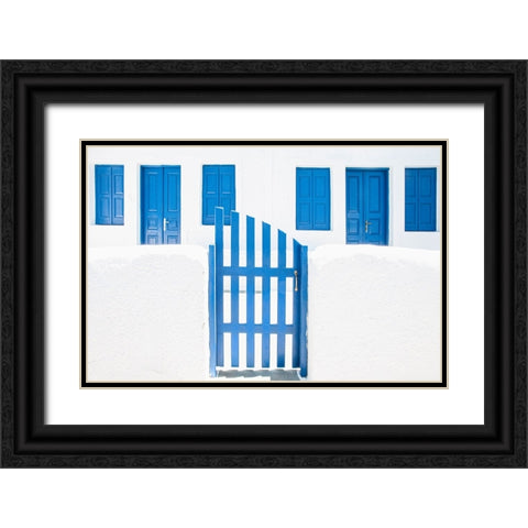 Whitewash And Blue Paint Black Ornate Wood Framed Art Print with Double Matting by Wride, Linda