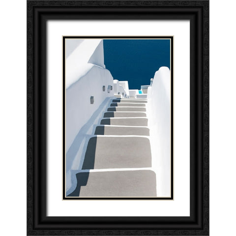 Steps To Pool And Sea Black Ornate Wood Framed Art Print with Double Matting by Wride, Linda