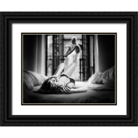 Playing Time Black Ornate Wood Framed Art Print with Double Matting by Punyet Miro, Carles