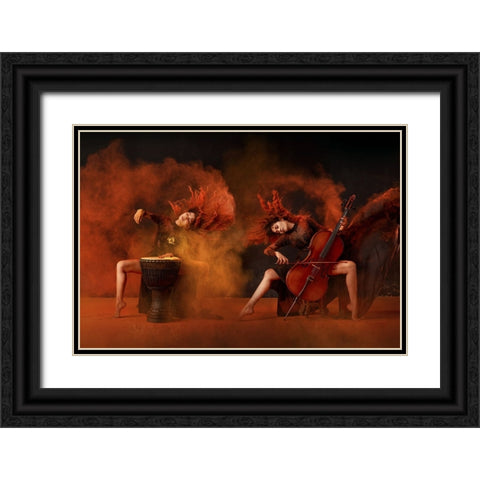 Brisk Music Black Ornate Wood Framed Art Print with Double Matting by Adhisuria, Rubby