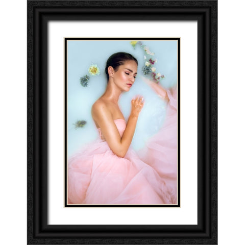 Milk Bath Black Ornate Wood Framed Art Print with Double Matting by Fedur, Adalia