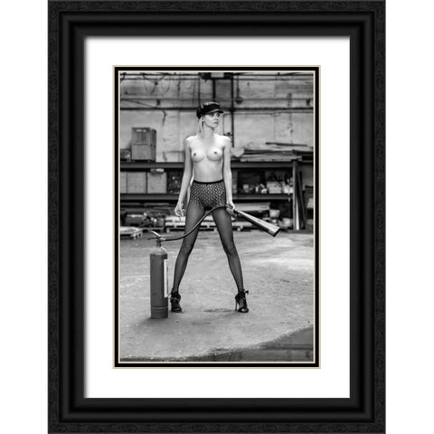 Lingerie Black Ornate Wood Framed Art Print with Double Matting by Blasko, Jan