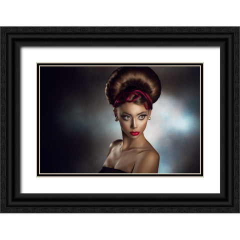 Anita 7 Black Ornate Wood Framed Art Print with Double Matting by Tambe, Peppe