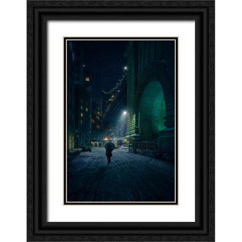 Under The Bridge Black Ornate Wood Framed Art Print with Double Matting by De La, Javier