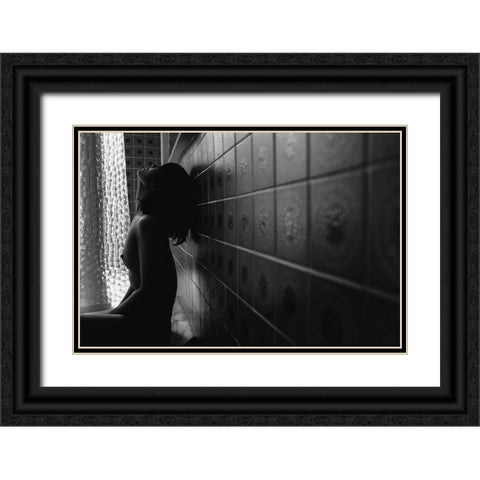 Afternoon Girl Black Ornate Wood Framed Art Print with Double Matting by Ishikura, Takaaki