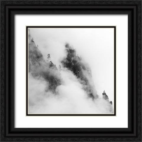 Foggy Mountain Black Ornate Wood Framed Art Print with Double Matting by Chengming