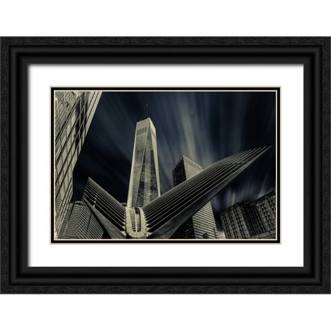 World Trade Center Black Ornate Wood Framed Art Print with Double Matting by abu milad, Emil