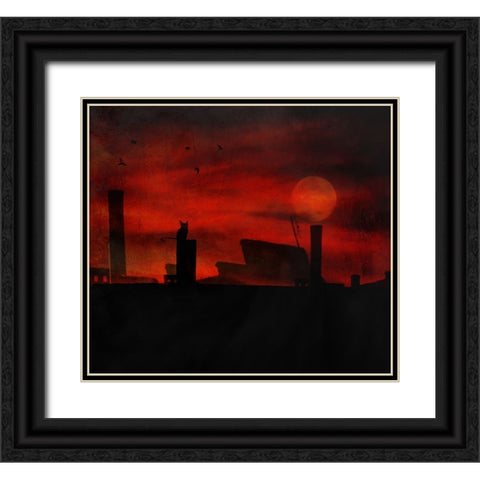 Cat Stories Black Ornate Wood Framed Art Print with Double Matting by Robert