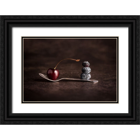 Cherry a Berry Black Ornate Wood Framed Art Print with Double Matting by Dhuper, Sumit