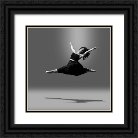 Straight Leap Black Ornate Wood Framed Art Print with Double Matting by Wang, Bill