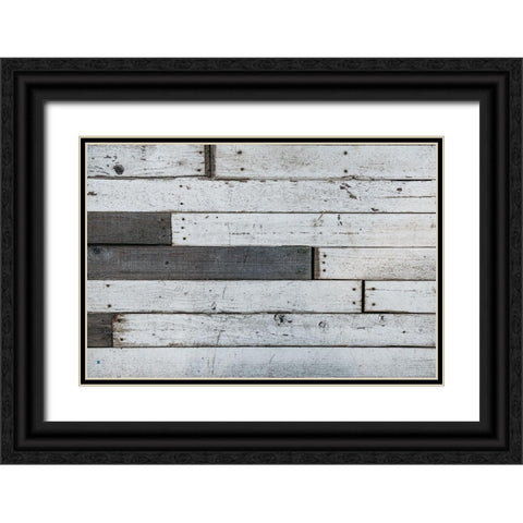Wood Planks Black Ornate Wood Framed Art Print with Double Matting by Mossholder, Tim