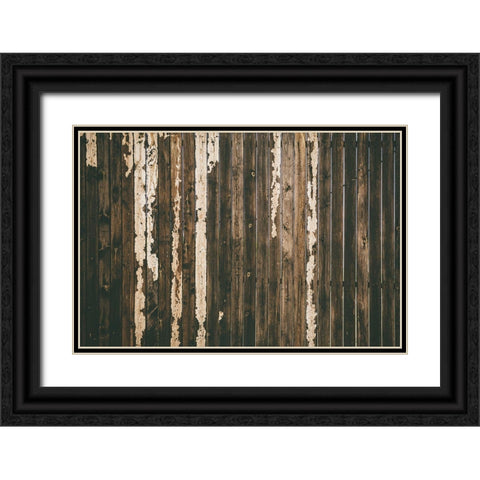 Wood Fence Black Ornate Wood Framed Art Print with Double Matting by Mossholder, Tim