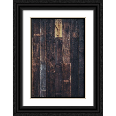 Wood Texture Black Ornate Wood Framed Art Print with Double Matting by Mossholder, Tim