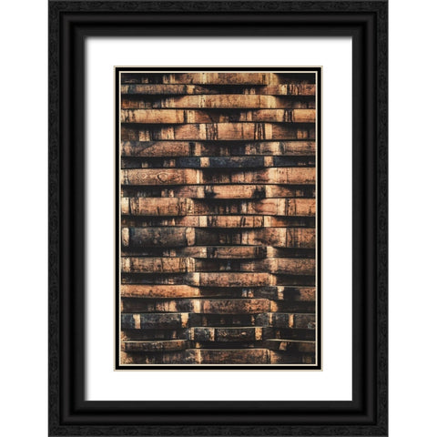 Wine Barrel Slats Black Ornate Wood Framed Art Print with Double Matting by Mossholder, Tim