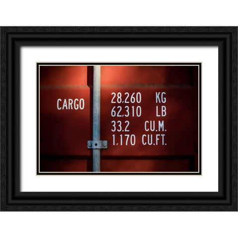 Red Container Black Ornate Wood Framed Art Print with Double Matting by Mossholder, Tim