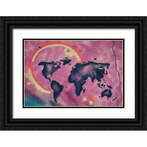 Pink World Black Ornate Wood Framed Art Print with Double Matting by Mossholder, Tim