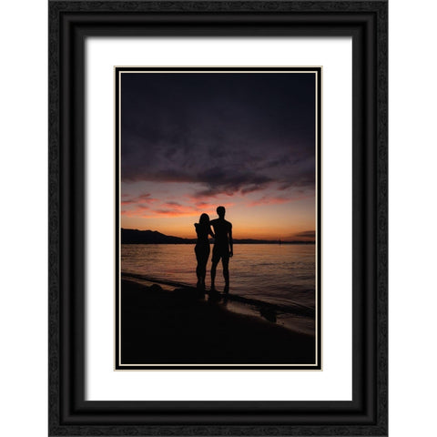 Couple Silhouette Black Ornate Wood Framed Art Print with Double Matting by Mossholder, Tim