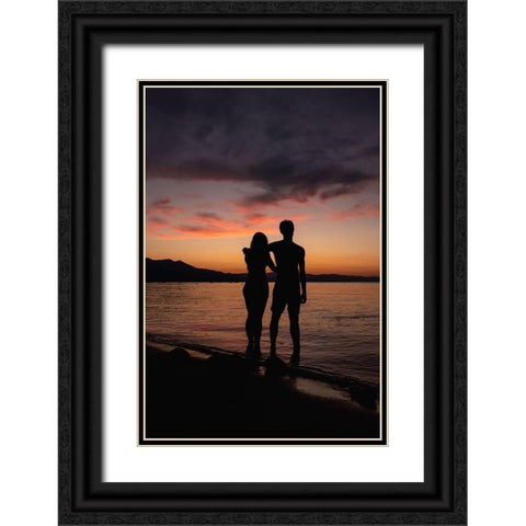 Couple Silhouette Black Ornate Wood Framed Art Print with Double Matting by Mossholder, Tim