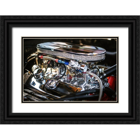 Auto Engine Black Ornate Wood Framed Art Print with Double Matting by Mossholder, Tim