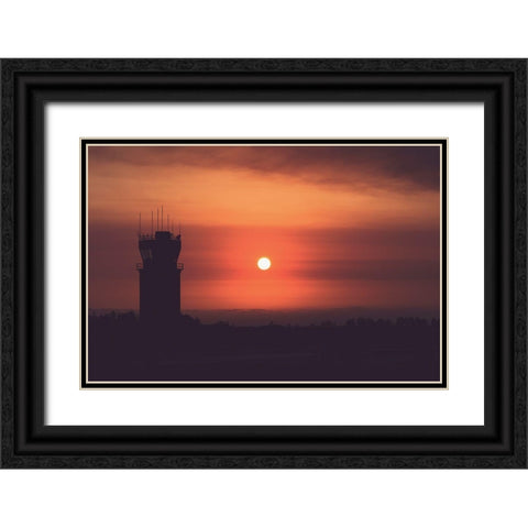 Orange Airport Black Ornate Wood Framed Art Print with Double Matting by Mossholder, Tim
