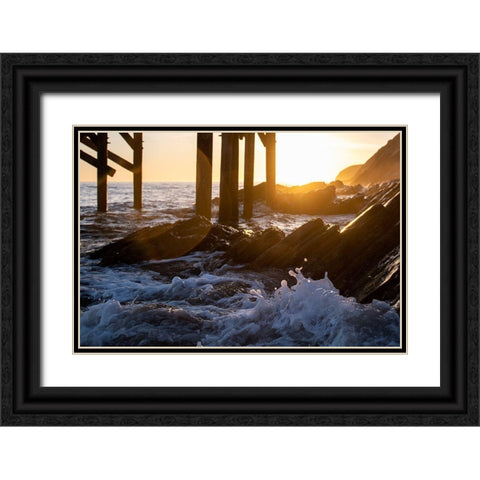 Coast at Sunset Black Ornate Wood Framed Art Print with Double Matting by Mossholder, Tim