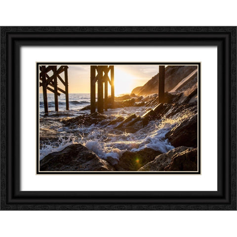 Coast at Sunset Black Ornate Wood Framed Art Print with Double Matting by Mossholder, Tim