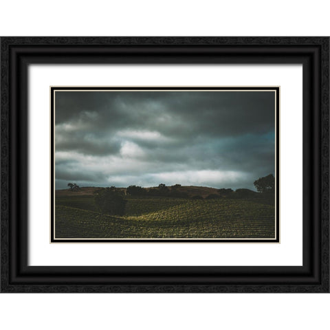 Hillside and Clouds Black Ornate Wood Framed Art Print with Double Matting by Mossholder, Tim