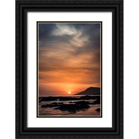Orange Sunset Black Ornate Wood Framed Art Print with Double Matting by Mossholder, Tim