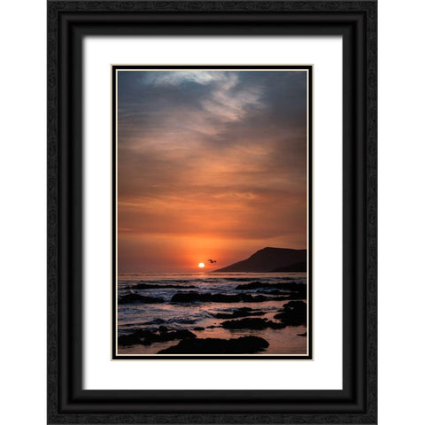 Orange Sunset Black Ornate Wood Framed Art Print with Double Matting by Mossholder, Tim
