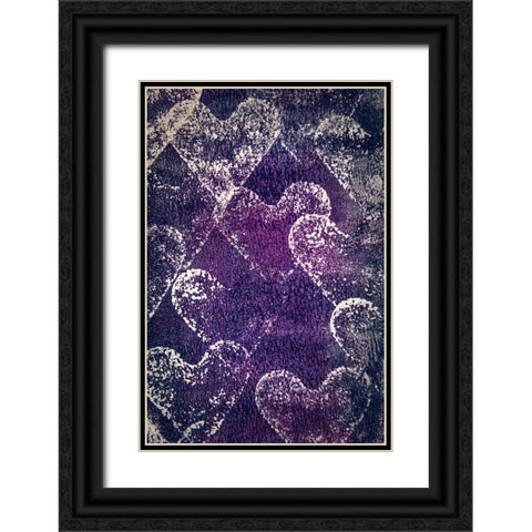 Painted Hearts Black Ornate Wood Framed Art Print with Double Matting by Mossholder, Tim