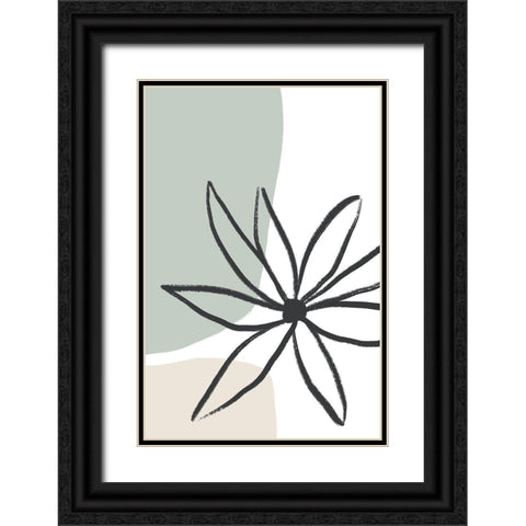 Flower Mint and Cream Black Ornate Wood Framed Art Print with Double Matting by Sawall, Anastasia